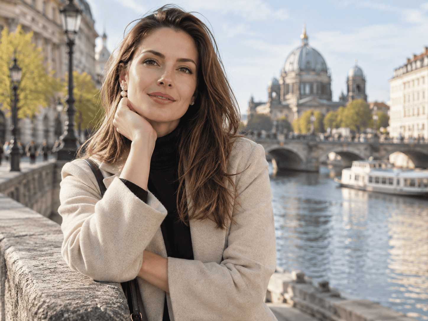 Portrait d'une femme dans une ville européenne